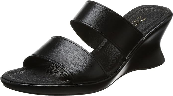 ミュールサンダル 日本製 本革 オフィス ダブルベルト 約7.5cm ウェッジソール レディース S~LLサイズ 対応